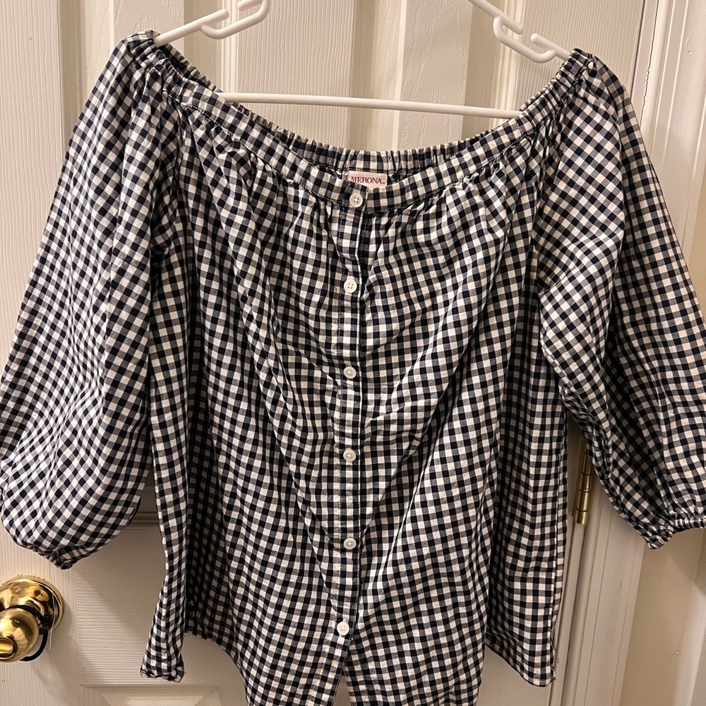 Off the shoulder gingham print top
